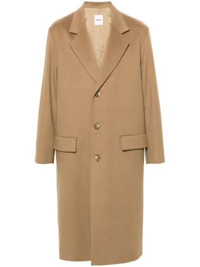 Sandro Apollo Single-breasted Coat In Neutrals