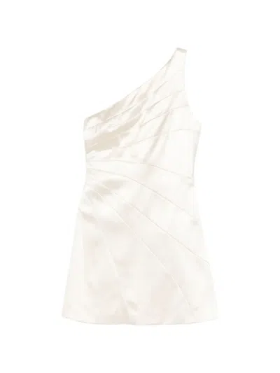 Sandro Sirene One-shoulder Ruched Mini Dress In White