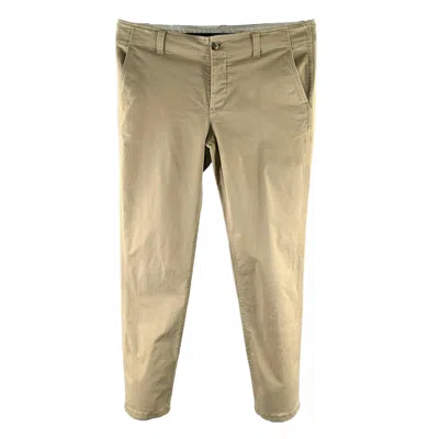Pre-owned Sandro Size 36 Khaki Solid Cotton Blend Button Fly Casual Pants In Beige