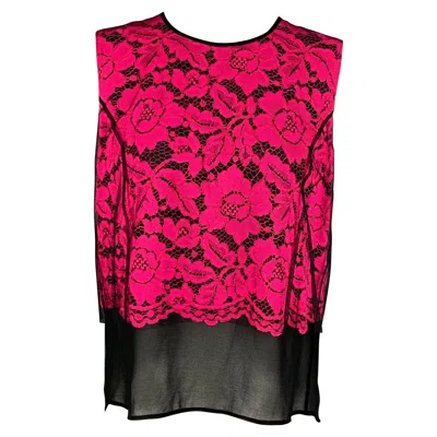 Pre-owned Sandro Size M Black Pink Polyamide Mixed Fabrics Sleeveless Dress Top
