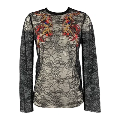 Pre-owned Sandro Size S Black Lace Polyamide Long Sleeve Dress Top