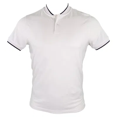 Pre-owned Sandro Size S White Black Contrast Trim Cotton Collarless Polo