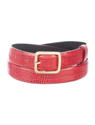 Pre-owned Sandro Skinny Calfskin Belt In Red