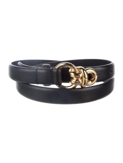 Pre-owned Sandro Skinny Leather Belt In Black