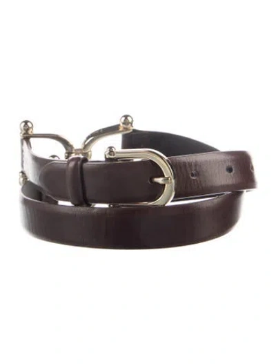 Pre-owned Sandro Skinny Leather Buckle In Brown