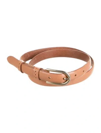 Pre-owned Sandro Skinny Leather Waist Belt In Brown