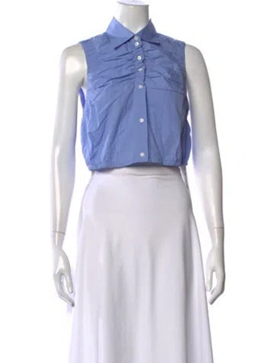 Pre-owned Sandro Sleeveless Crop Top In Blue