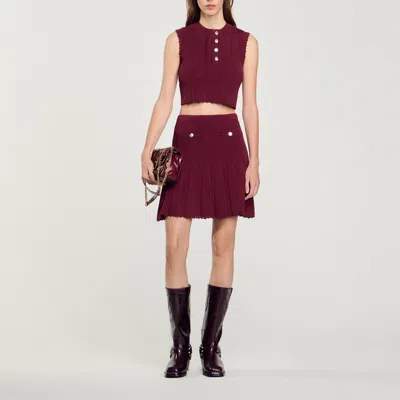 Sandro Sleeveless Crop Top In Burgundy