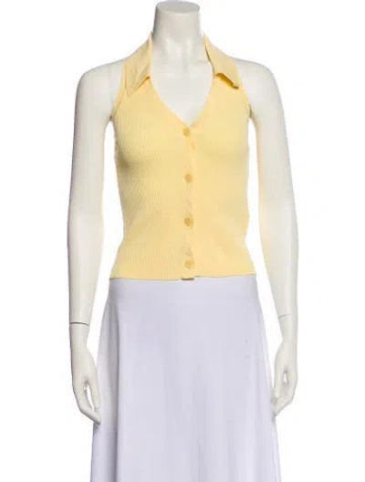 Pre-owned Sandro Sleeveless Crop Top In Yellow