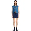 Sandro Womens Blue Jean Contrast-collar Button-down Sleeveless Denim Jacket In Blue