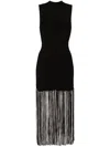 Sandro Fringed Dress In Schwarz