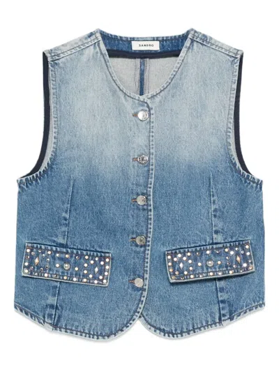 Sandro Sleeveless Jacket In Blue