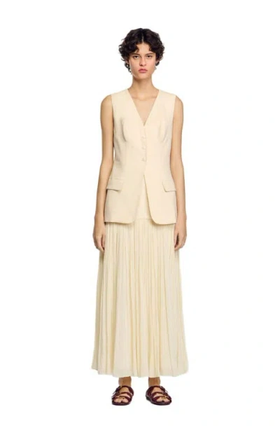 Sandro Sleeveless Jacket In Ecru