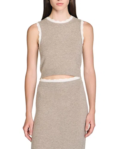 Sandro Sleeveless Knit Sweater In Brown