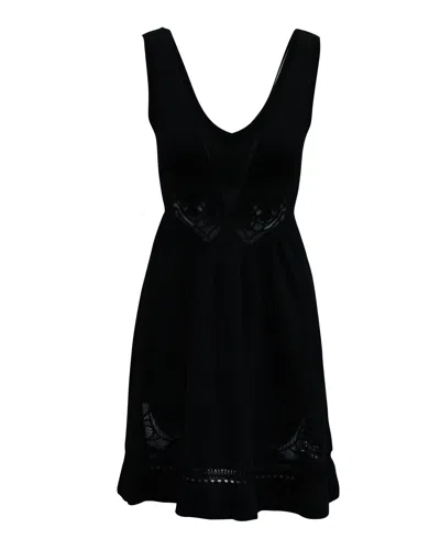 Sandro Sleeveless Lace Trimmed Short Dress In Black Polyamide