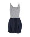 Sandro Sleeveless Mini Dress In Grey And Navy Blue Cotton In Grey