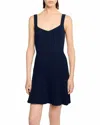 Sandro Sleeveless Pleated Knit Mini Dress In Blue