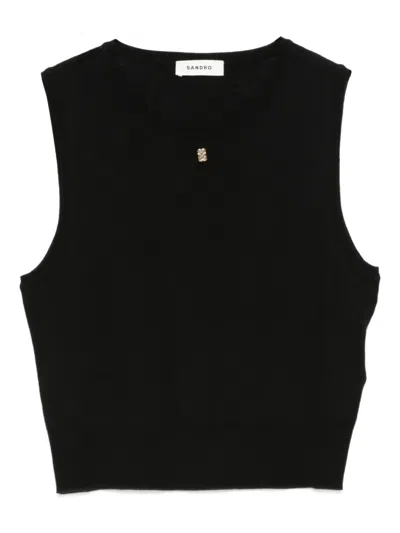 Sandro Sleeveless Round-neck Tank Top In Black