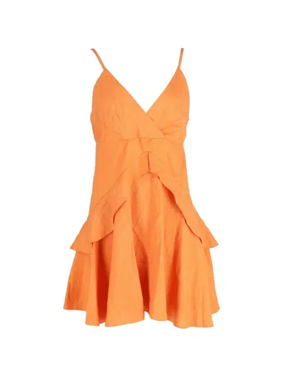 Pre-owned Sandro Sleeveless Ruffled Mini Dress In Orange