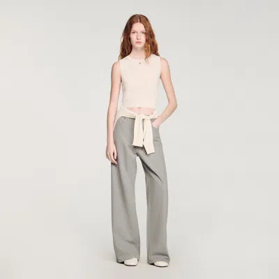 Sandro Sleeveless Short Knit Sweater In Sand