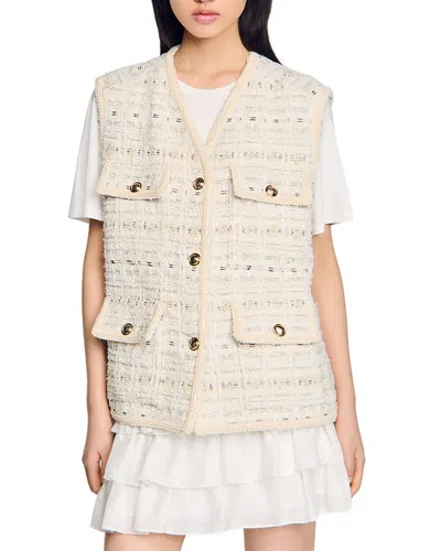 SANDRO SLEEVELESS TWEED JACKET