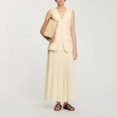 Sandro Sleeveless Vest In Ecru