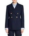 Sandro Womens Navy Blue Double-breasted Slim-fit Wool-blend Blazer In Blue