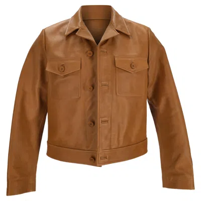 Sandro Slim-fit Jacket In Brown Leather