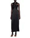 Sandro Ornella Crossover Halter Maxi Dress In Black