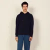 Sandro Man Sweatshirt Navy Size Xs Cotton, Elastane, Polyester In Navy Blue