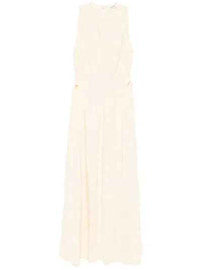 Sandro Slub-texture Maxi Dress In Yellow