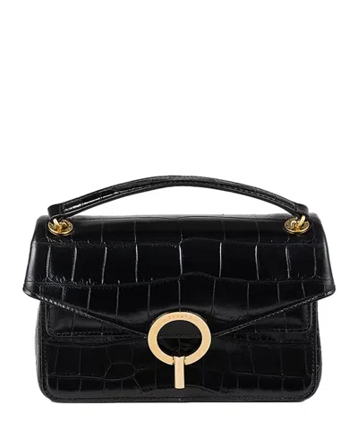 Sandro Small Embossed Leather Crossbody Bag In Black