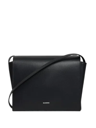 Sandro Small Leather Bag With Logo In Black