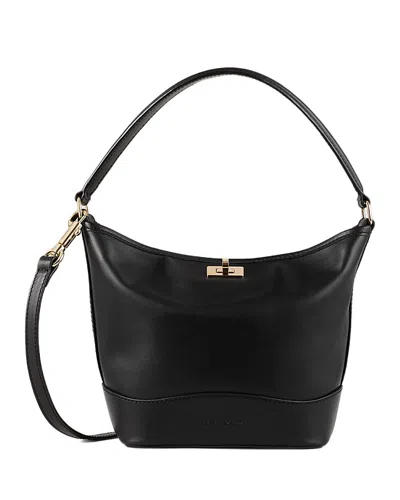 Sandro Small Leather Bucket Bag In Black