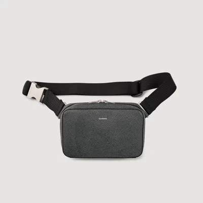Sandro Small Reconstitued Leather Bag In Graphites