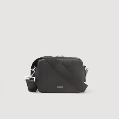 Sandro Small Reconstituted Leather Bag In Black