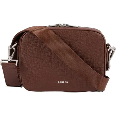 Sandro Small Reconstituted Leather Bag In Brown