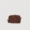 Sandro Mens Cognac Logo-embellished Leather Cross-body Bag In Brown