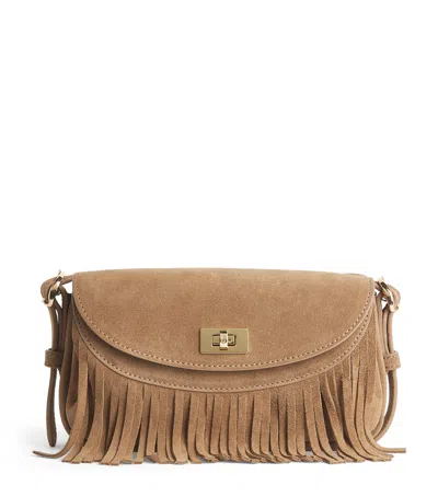Sandro Small Suede Le Mambo Cross-body Bag In Brown