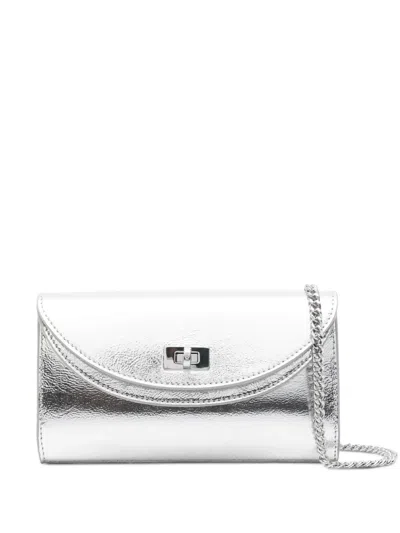 Sandro Small Turn-lock Chain-strap Cross Body Bag In Silver