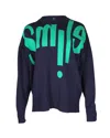 Sandro Smile Print Sweater In Navy Blue Viscose In Blue