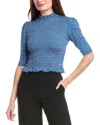 Sandro Smocked Crop Top In Blue