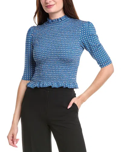 Sandro Smocked Crop Top In Blue