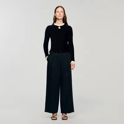 Sandro Smocked Long-sleeved Shirt In Multi