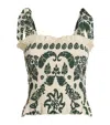 Sandro Floral Motif Smocked Top In Beige