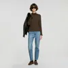 Sandro Smocked T-shirt With Ruffle Collar In Brown