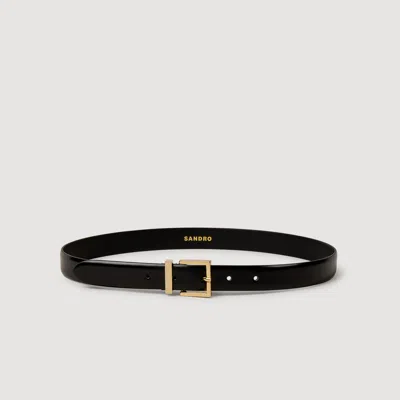 Sandro Smooth Leather Belt In Animal Print