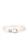 Sandro Smooth Leather Metal Buckle Belt In White