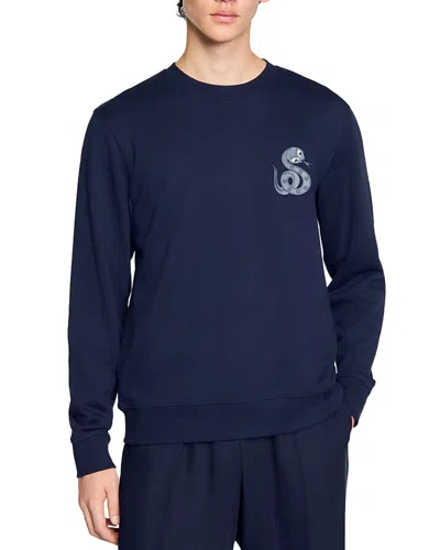 Sandro Snake Detail Sweater In Midnight Blue