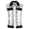 Sandro Snake Print Vest In White Cotton Denim In White